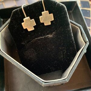 Vintage Sterling Silver Cross Pierced Earrings